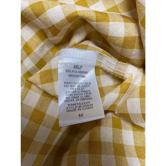 Made With Love Mustard Gingham Check Short Sleeve Dress Size Medium NWT - Picture 5 of 5